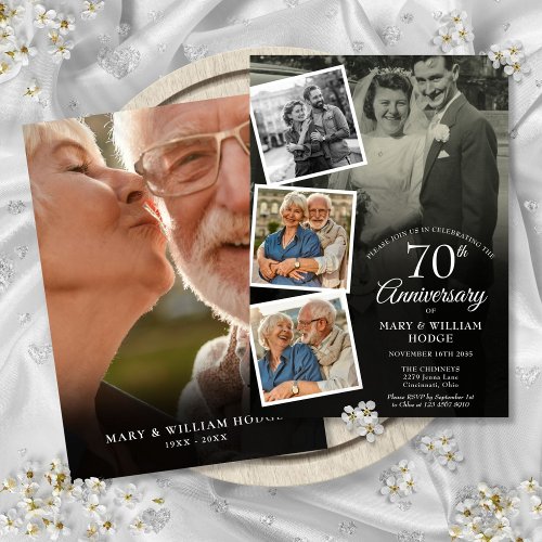 70th Wedding Anniversary 5 Photo Collage Invitation