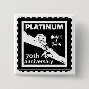 70th wedding anniversary blue platinum traditional button