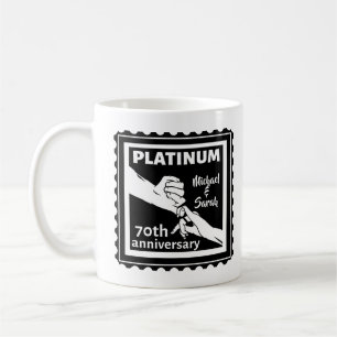 70th wedding anniversary blue platinum traditional coffee mug
