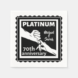 70th wedding anniversary blue platinum traditional napkins