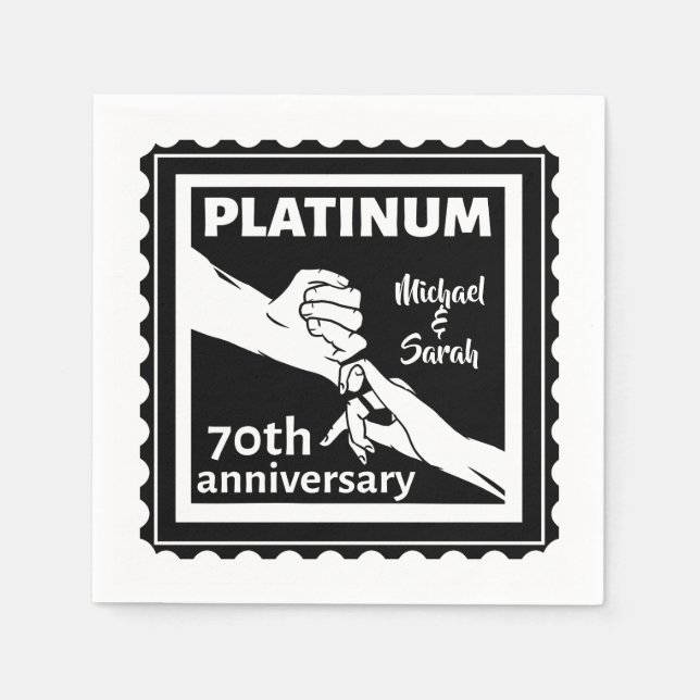 70th wedding anniversary blue platinum traditional napkins (Front)