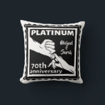 70th wedding anniversary blue platinum traditional throw pillow<br><div class="desc">If you would like any help customizing this design,  please use the ask this designer button,  just below this text. This design has a vector illustration of a husband and wife holding hands. A romantic design for your 70th,  Seventyieth wedding anniversary. The traditional gift for this anniversary is platinum.</div>