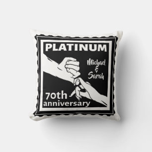 70th wedding anniversary blue platinum traditional throw pillow