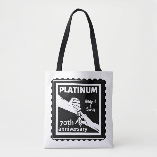 70th wedding anniversary blue platinum traditional tote bag (Front)