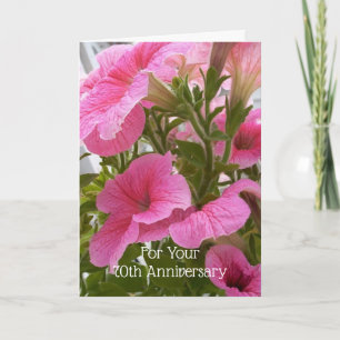 70th Wedding Anniversary Card Pink Floral Design