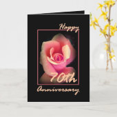 70th Wedding Anniversary Card with Pink Rosebud (Yellow Flower)