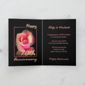70th Wedding Anniversary Card with Pink Rosebud (Inside)