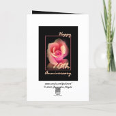 70th Wedding Anniversary Card with Pink Rosebud (Back)