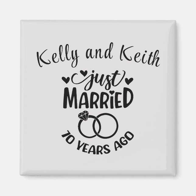 70th Wedding Anniversary Custom Names Platinum Magnet (Front)