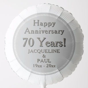 70th Wedding Anniversary Dark Platinum Names Balloon