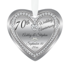 70th Wedding Anniversary Diamond Platinum Keepsake Ornament