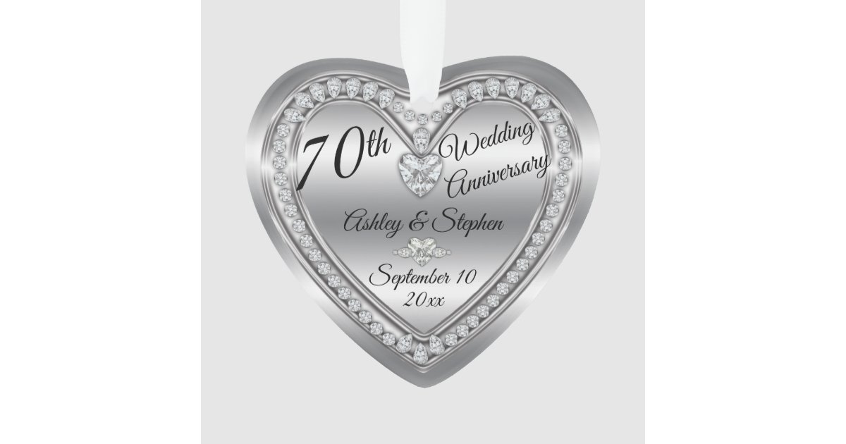 70th Wedding Anniversary Diamond Platinum Keepsake Ornament Zazzle