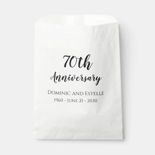 70th Wedding Anniversary Favor Treat Cake Bag