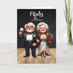 70th Wedding Anniversary Funny Old Couple Cheers Card
