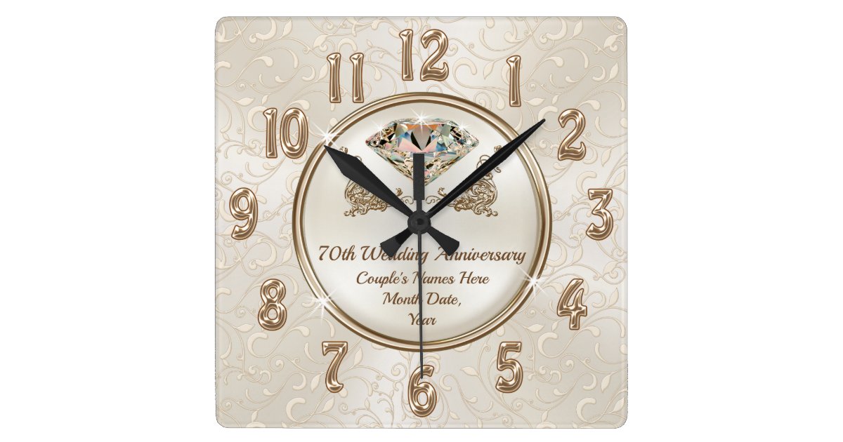 70th Wedding Anniversary Gifts for Grandparents Square Wall Clock | Zazzle.com