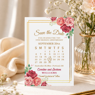 70th Wedding Anniversary Gold Frame Calendar Save The Date