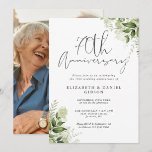 70th Wedding Anniversary Greenery Floral Invitation