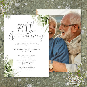 70th Wedding Anniversary Greenery Floral Invitation