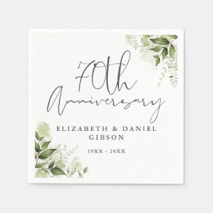 70th Wedding Anniversary Greenery Floral Napkins