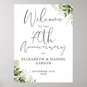 70th Wedding Anniversary Greenery Welcome Sign
