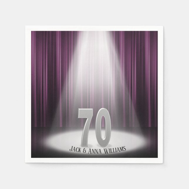 70th wedding anniversary in spotlight paper napkins (Front)