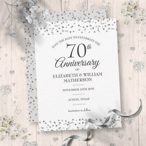 70th Wedding Anniversary Love Hearts Save the Date Postcard