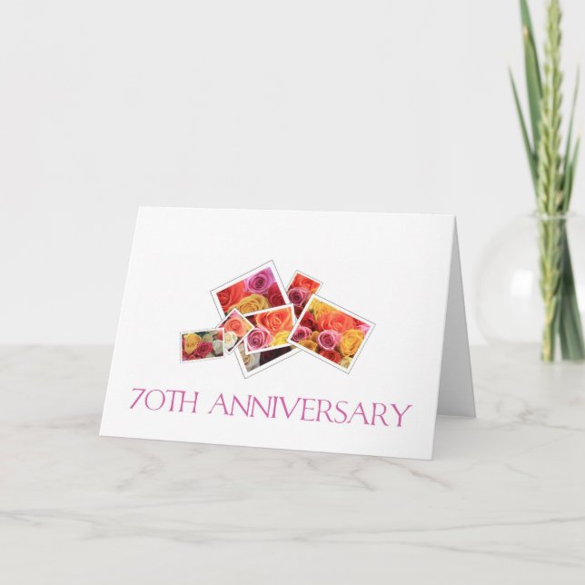 70th Wedding Anniversary mixed rose bouquet Card (Front)