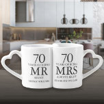 70th Wedding Anniversary Mr Mrs Right Coffee Mug Set<br><div class="desc">Customize the names and dates to create a fun and unique gift to celebrate your 70th platinum wedding anniversary. Designed by Thisisnotme©</div>