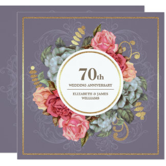 70th Wedding  Anniversary  Cards Invitations Greeting 