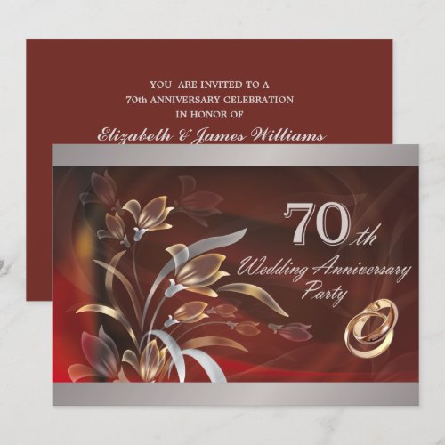 70th Wedding Anniversary Party Invitations