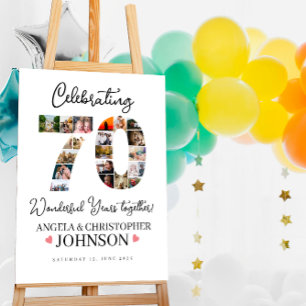 70th Wedding Anniversary Photo Collage party Sign