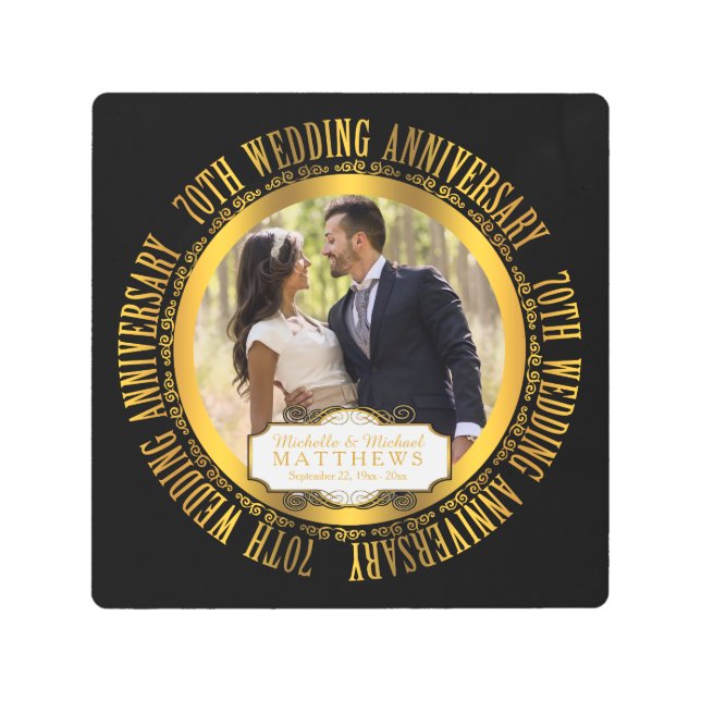 70th Wedding Anniversary Photo Keepsake Metal Print (Front)