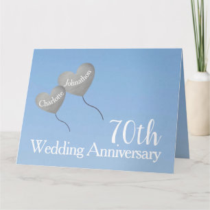 70th Wedding Anniversary platinum balloon large Card