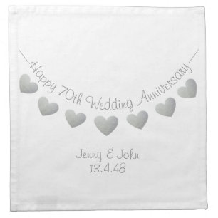 70th Wedding Anniversary platinum bunting Cloth Napkin