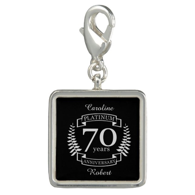 70th Wedding ANNIVERSARY PLATINUM Charm (Front)
