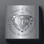 70th Wedding Anniversary Platinum Heart Emblem Plaque<br><div class="desc">A lovely plaque with their 70th wedding anniversary milestone honored with my original 3D heart emblem and medallion typography. Beautiful and affordable, what could be better?!</div>