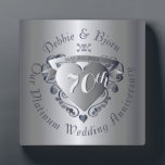 70th Wedding Anniversary Platinum Heart Emblem Plaque<br><div class="desc">A lovely plaque with their 70th wedding anniversary milestone honored with my original 3D heart emblem and medallion typography. Beautiful and affordable, what could be better?!</div>