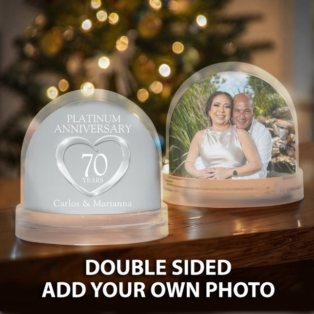70th wedding anniversary platinum heart photo snow globe (Creator Uploaded)