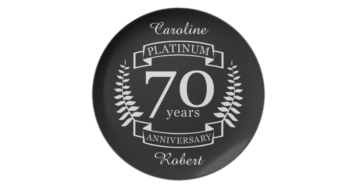 70th-wedding-anniversary-platinum-melamine-plate-zazzle