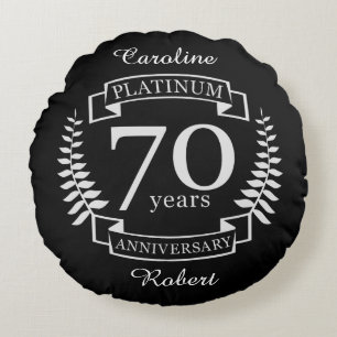 70th Wedding ANNIVERSARY PLATINUM Round Pillow