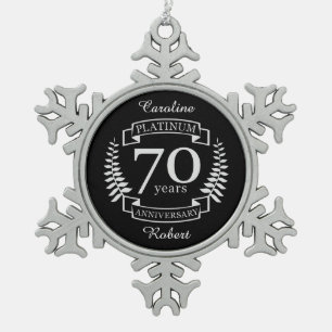 70th Wedding ANNIVERSARY PLATINUM Snowflake Pewter Christmas Ornament
