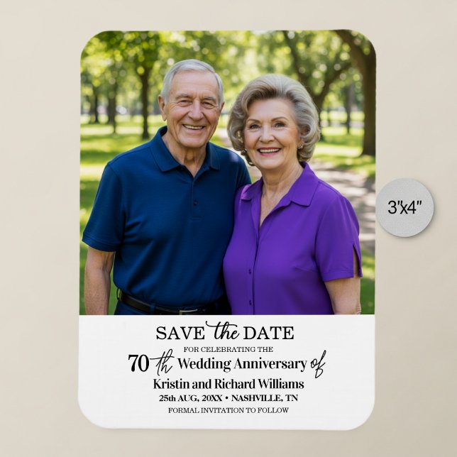 70th Wedding Anniversary Save the Date Photo Magnet (Creator Uploaded)
