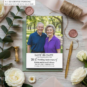 70th Wedding Anniversary Save the Date Photo Note Card