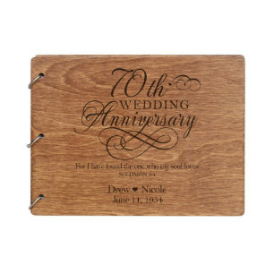 70th Wedding Anniversary Wooden Guest Book