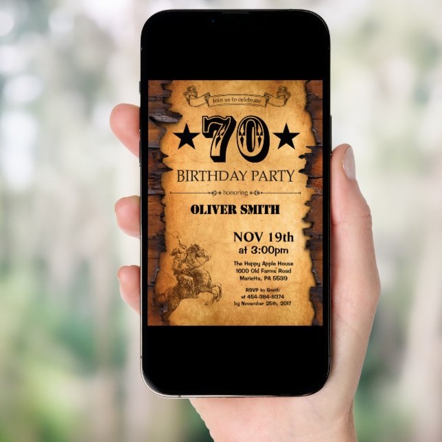 70th Western Birthday Invitation (Front Digital)