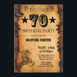 70th Western Birthday Invitation<br><div class="desc">70th Western Birthday Invitation. Cowboy Horse Wild West Theme Birthday Party. Rustic Wood Country Background. For further customization,  please click the "Customize it" button and use our design tool to modify this template.</div>