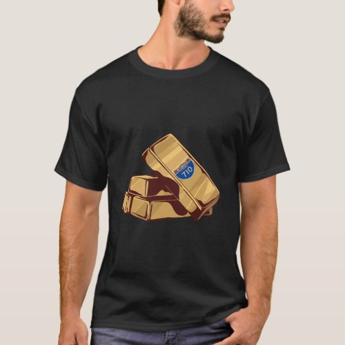 710 _ Gold Bars Print On Back T_Shirt