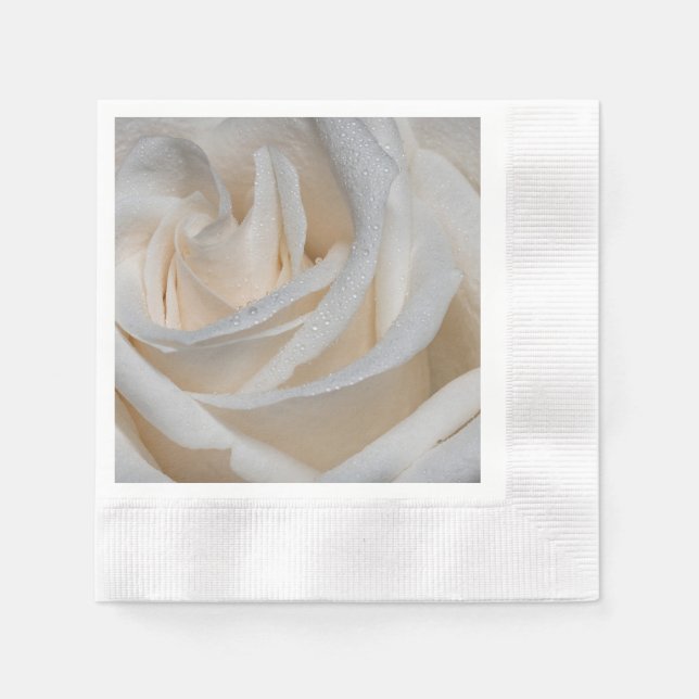 7127-White Rose with Dew Napkins (Front)
