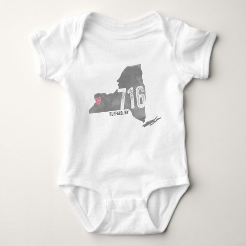 716 Heart Buffalo NY New York State Silhouette Baby Bodysuit