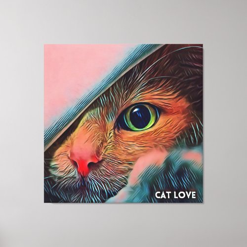 71 Beautiful cute cool colorful lovely cat  Canvas Print